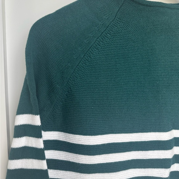 Alice Walk The Cotton Mockneck in Stripe, Emerald Green, White - Picture 7 of 12